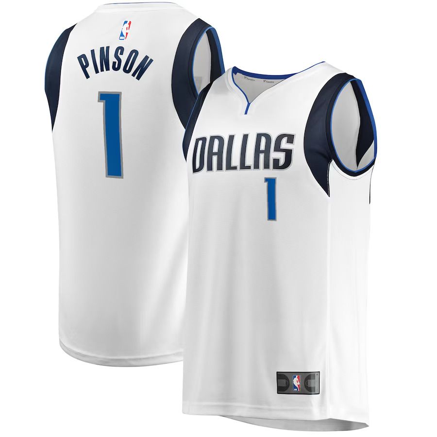Men Dallas Mavericks #1 Theo Pinson Fanatics Branded White Fast Break Player NBA Jersey->dallas mavericks->NBA Jersey